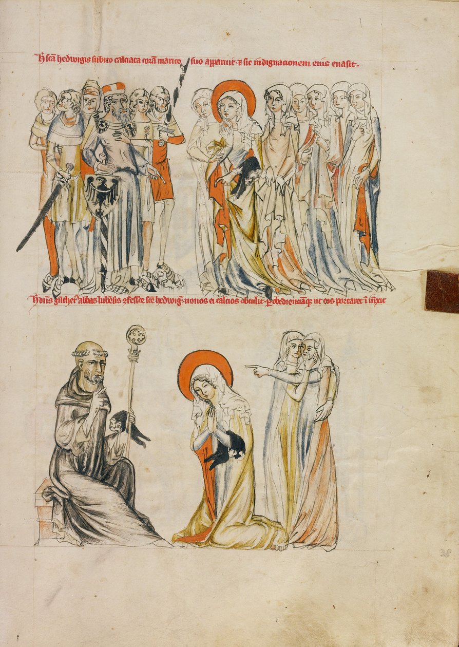 Sankt Hedvig får skor mirakulöst; abbot Gunther av Leubus överlämnar skor till Sankt Hedvig av Unknown artist