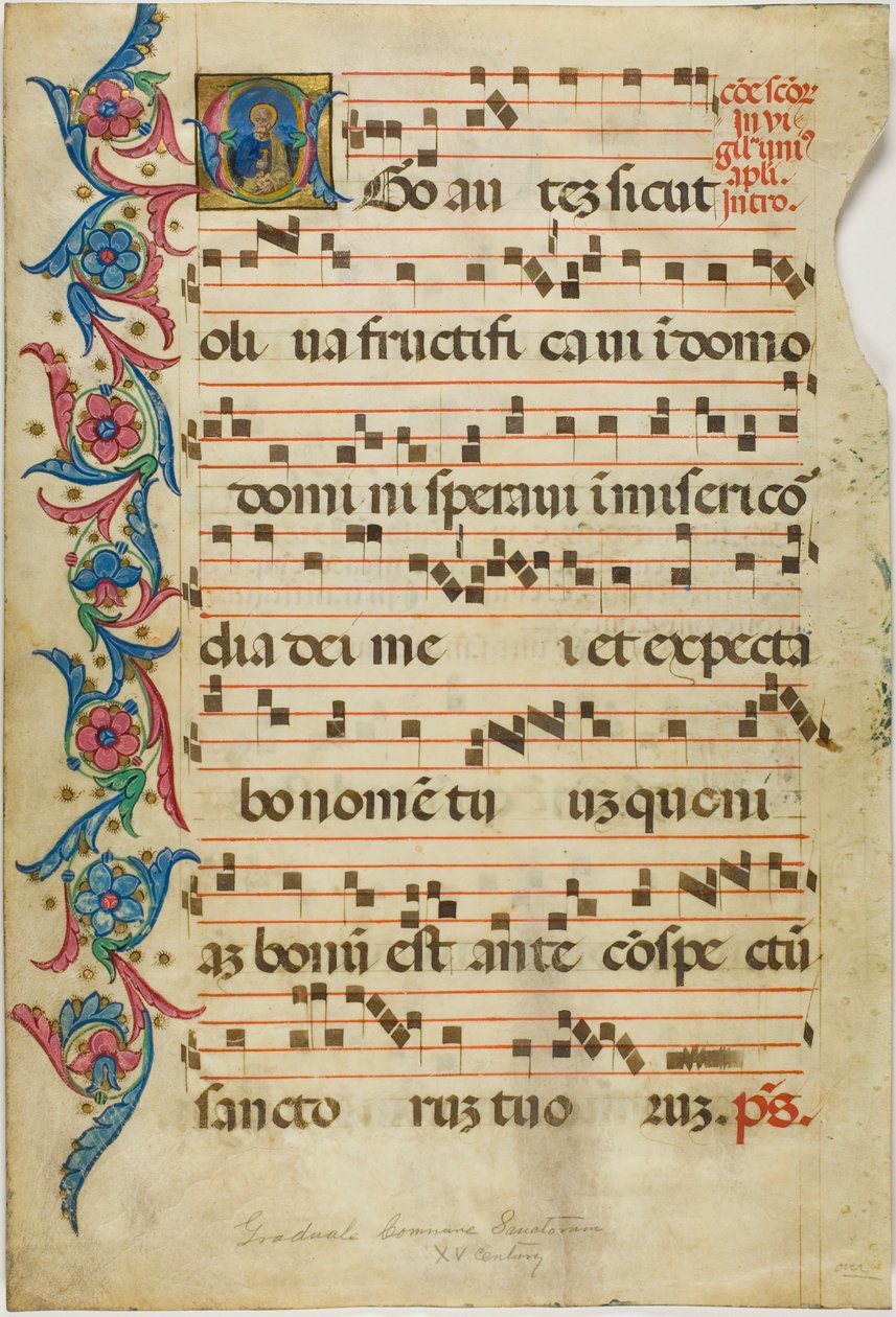 Sankt Peter i ett historiserat initialt "E" från en gradual av Unknown artist