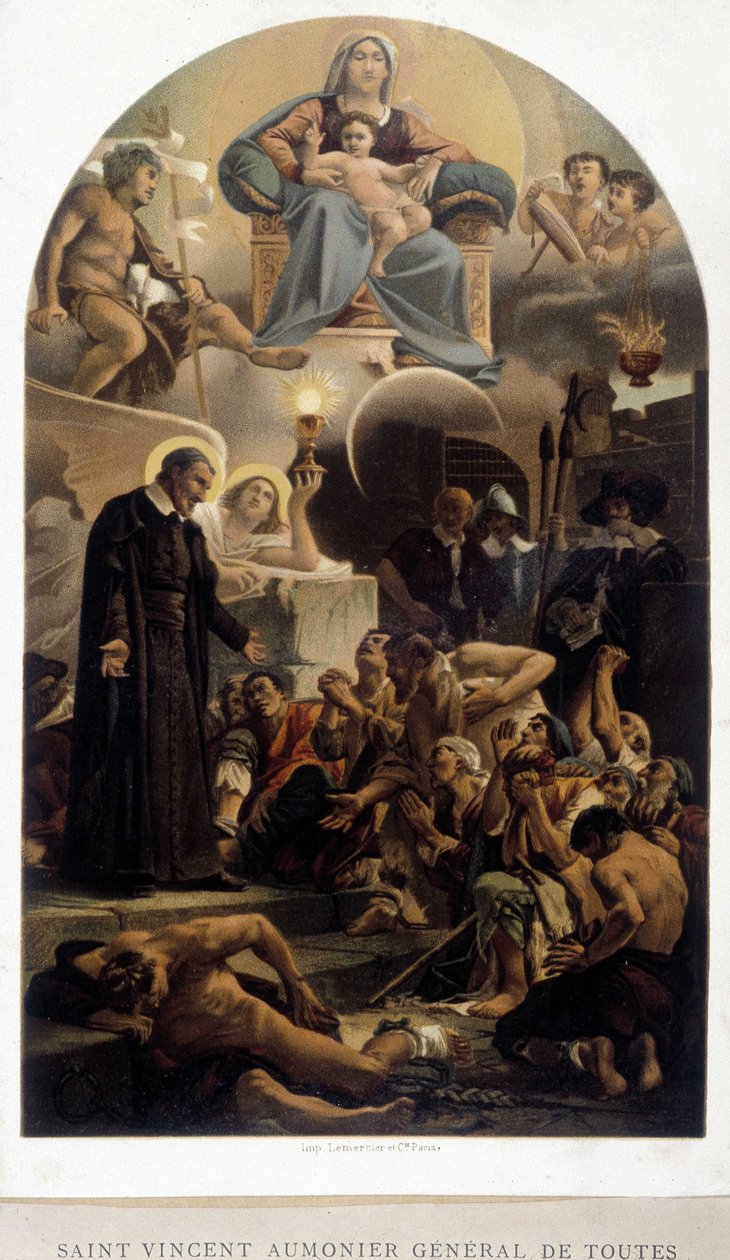Saint Vincent de Paul kapellan general för de fattiga (med Jungfru och Jesusbarnet) - från ca. av Unknown artist
