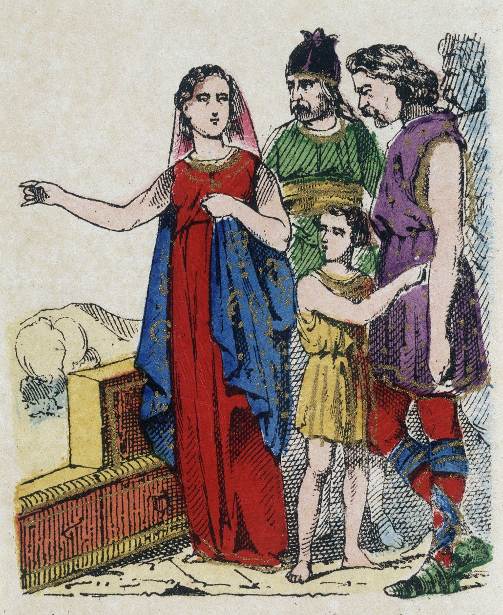 Sainte Genevieve (422-502), skyddshelgon för Paris, avrådde parisare från att överge sin stad, som hotades 451 av Attila, hunnernas kung. av Unknown artist