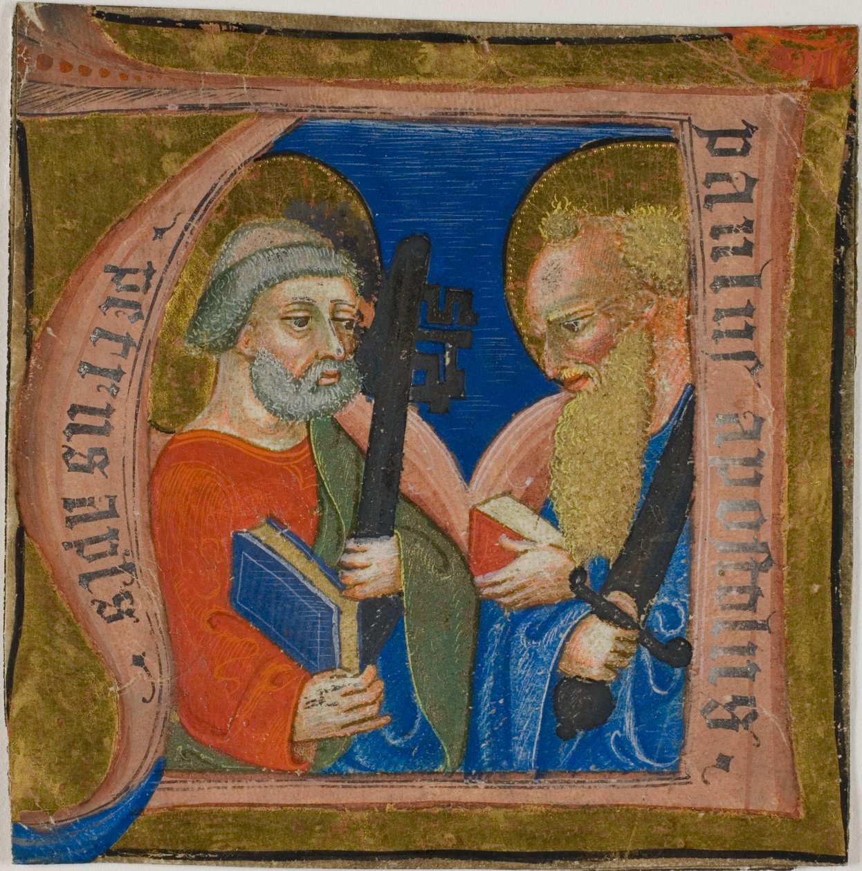 Saints Peter and Paul i ett historiserat initialt "N" från en körbok av Unknown artist
