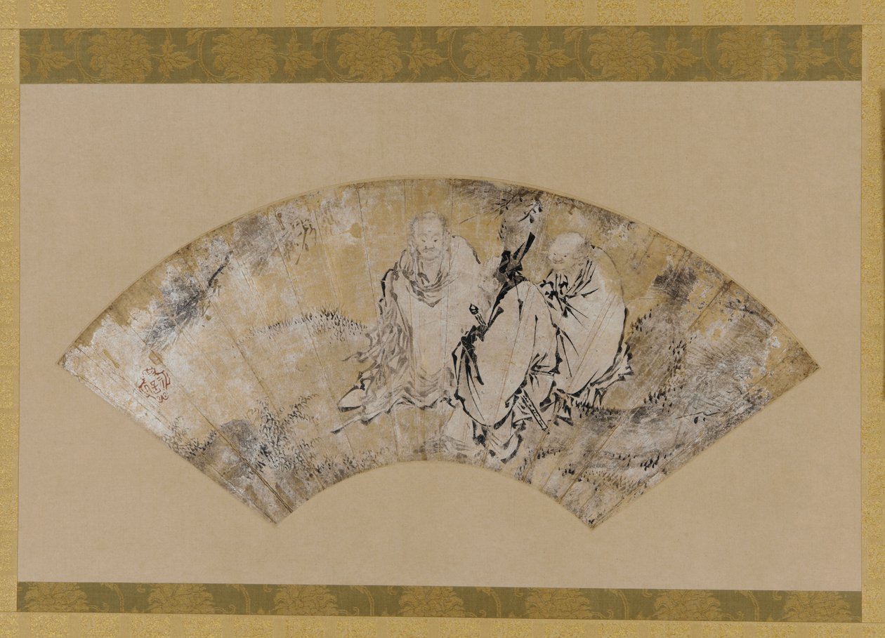 Sakyamuni, Konfucius och Lao-tzu under en tall av Unknown artist