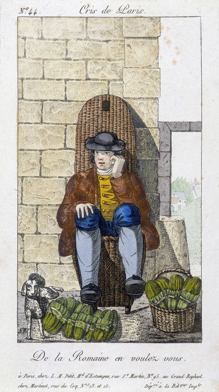 Salladsförsäljare - i "" Cris de Paris", deb. 1800-talet av Unknown artist