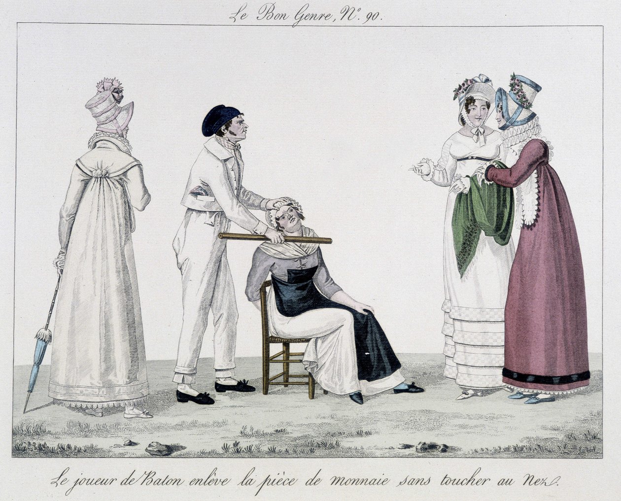 Saltimbanque: batongspelaren - i "" Den goda genren", deb. 1800-talet av Unknown artist
