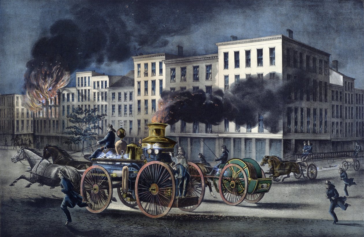 Scen av amerikanska brandmäns dagliga liv av Unknown artist