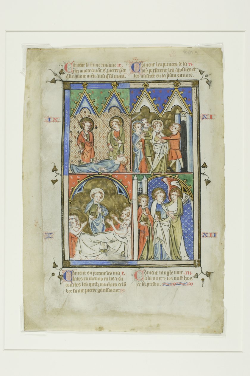 Scener ur S:t Petrus mirakler, ur en Bible Historiale eller Pictorial New Testament av Unknown artist