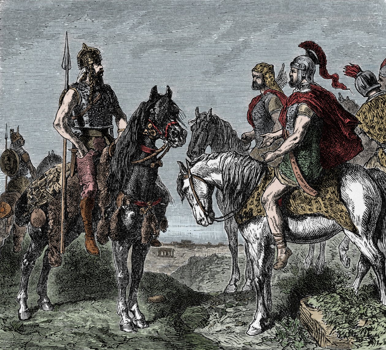 Andra puniska kriget: galler vägrar att resa sig till förmån för Hannibal - Andra puniska kriget (218-202 f.Kr.): galler vägrar att engagera sig med Hannibal Barca (247-181 f.Kr.) av Unknown artist