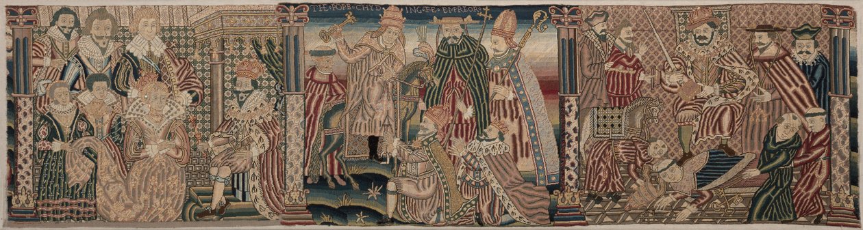 Delar av en broderad fris av Unknown artist