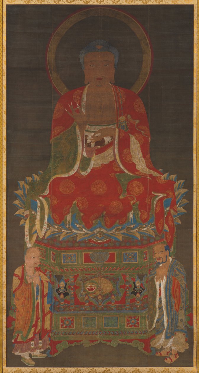 Shakyamuni Triad: Buddha Attened av Manjushri och Samantabhadra av Unknown artist