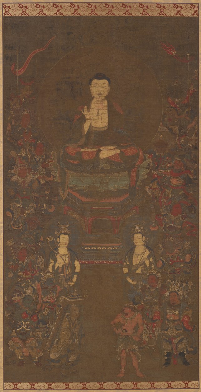 Shakyamuni med de sexton välvilliga gudarna av Unknown artist