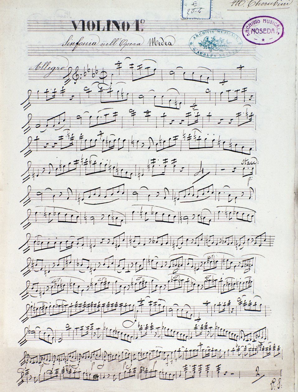 Noter för den första fiolen av Medea, opera av Luigi Cherubini av Unknown artist