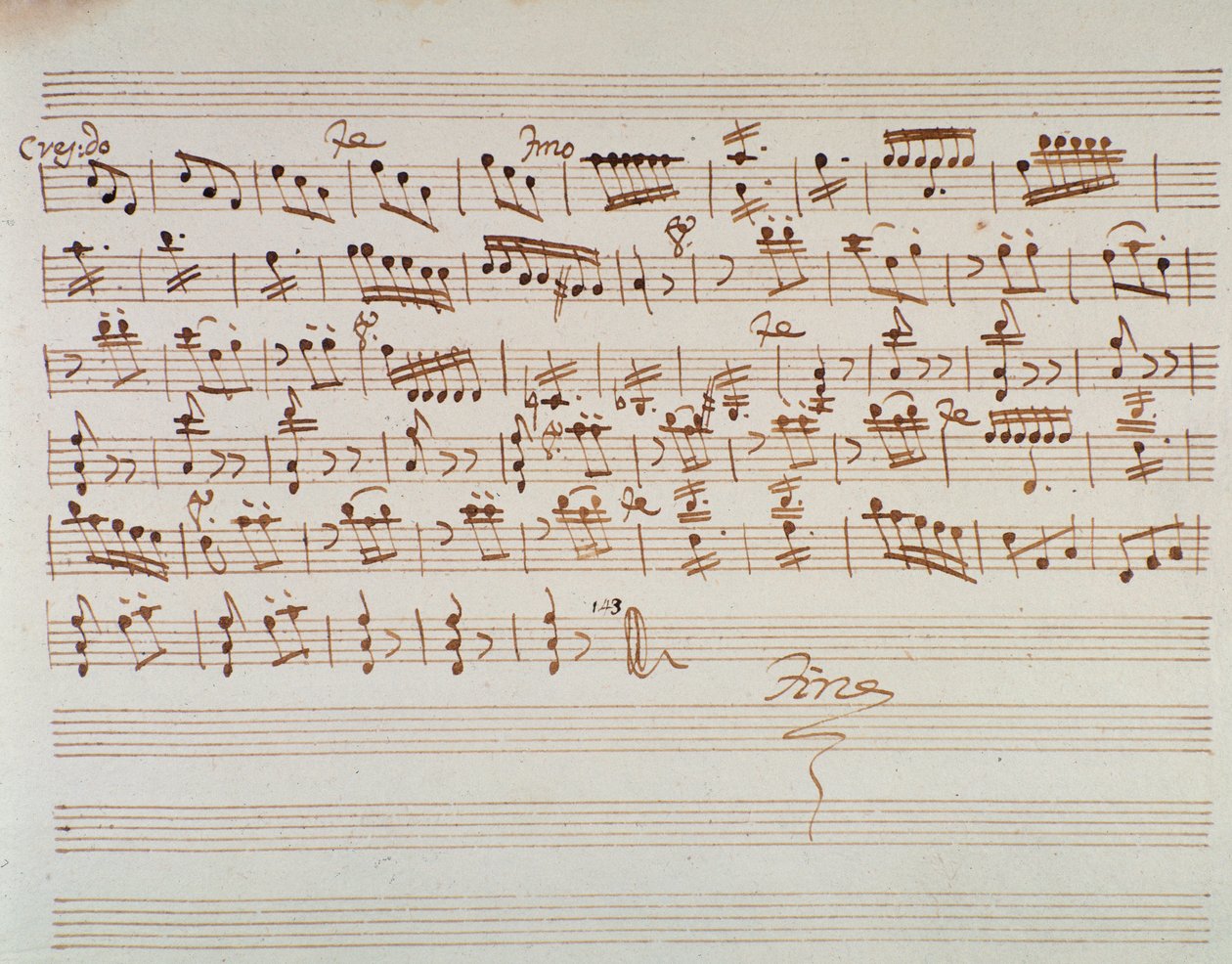 Notblad för den första fiolen i invigningen av Mithridate, King of the Pont, opera av Mozart (1770) av Unknown artist