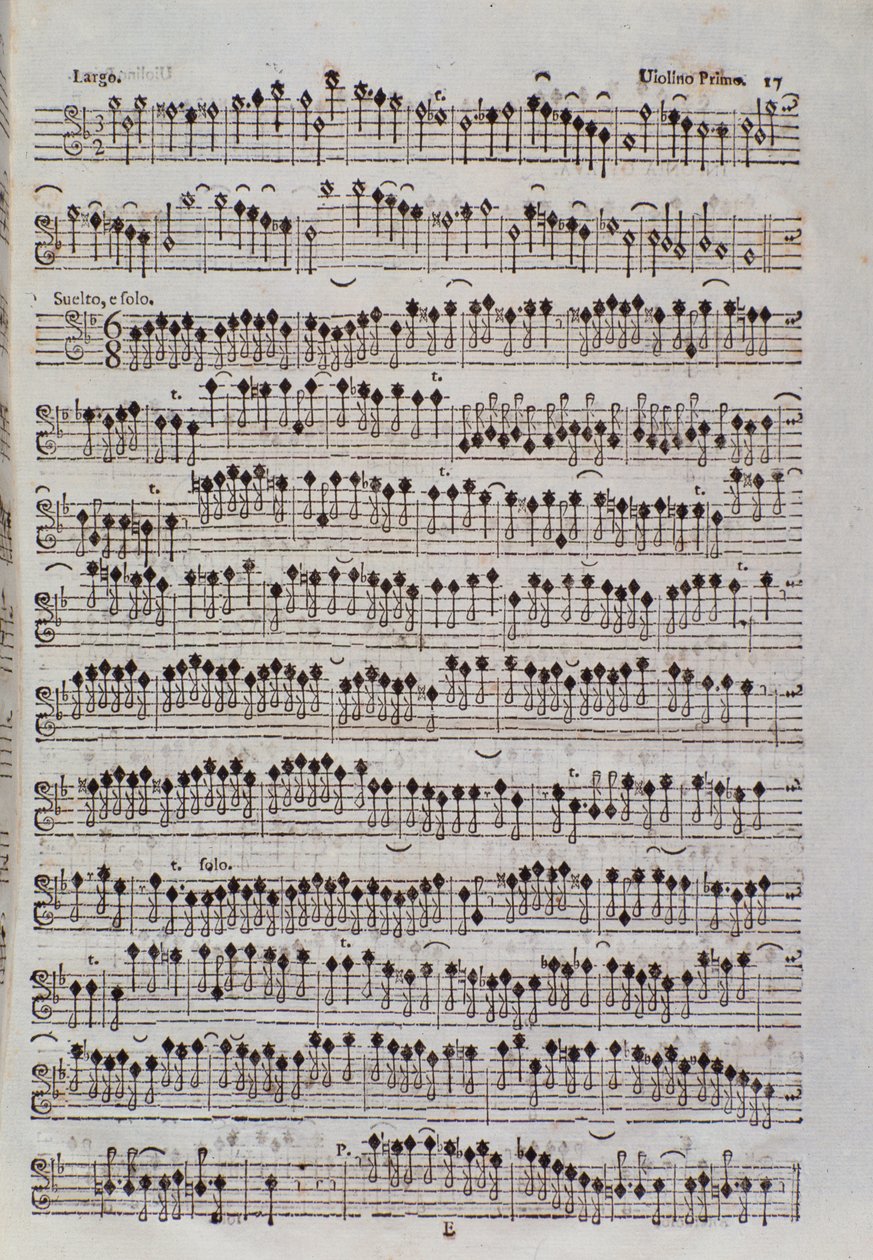 Notblad för fiolen i Sinfonia da chiesa och två violiner av Francesco Manfredini av Unknown artist