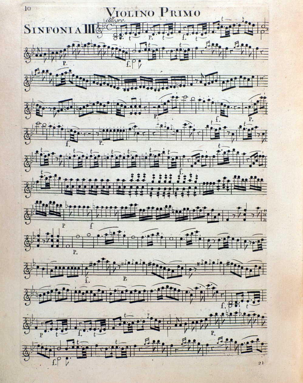 Notblad för violin av symfoni nr. 3 av Christian Cannabich av Unknown artist