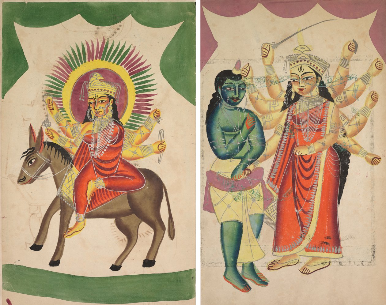 Sheetaladevi: Smittkoppsgudinnan (recto); Durga (verso) av Unknown artist