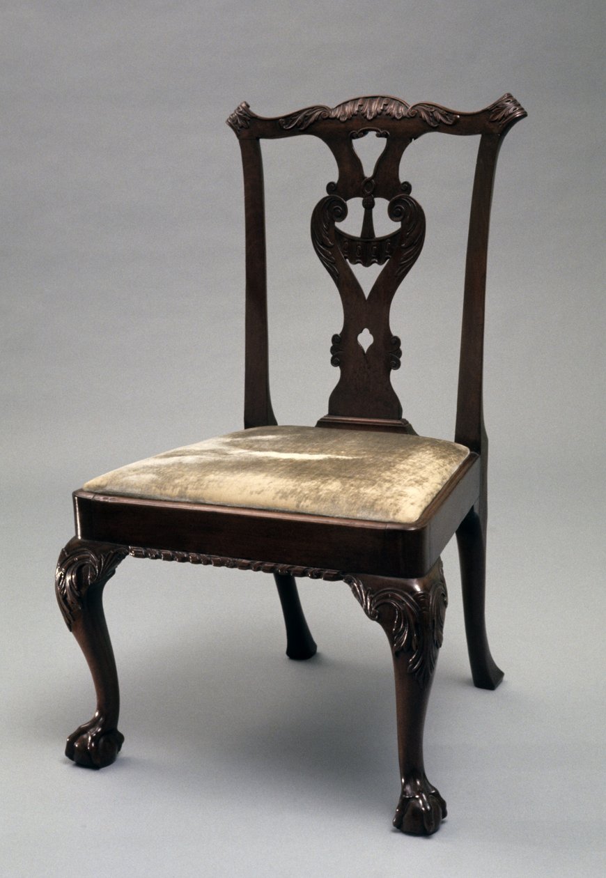 Sidostol, c. 1760-1790 (mahogny och körsbär) av Unknown artist
