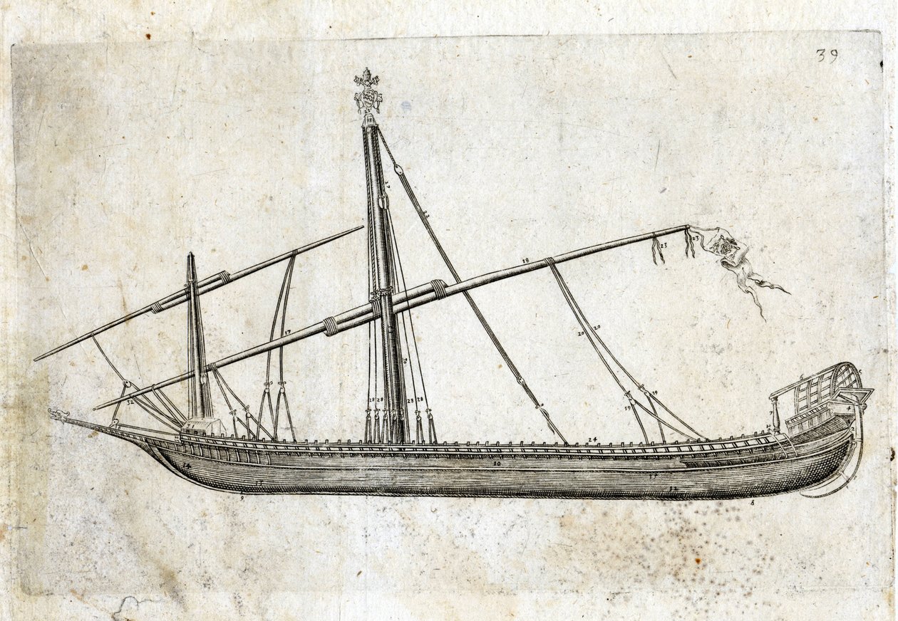 Sidovy av ett pentry. 1700-talsgravyr. av Unknown artist