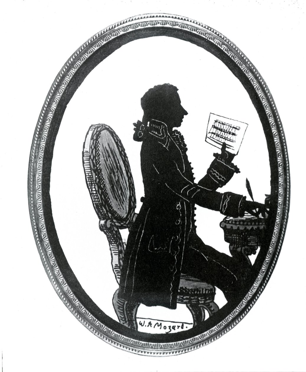 Siluett av kompositören Wolfgang Amadeus Mozart (1756 - 1791). av Unknown artist