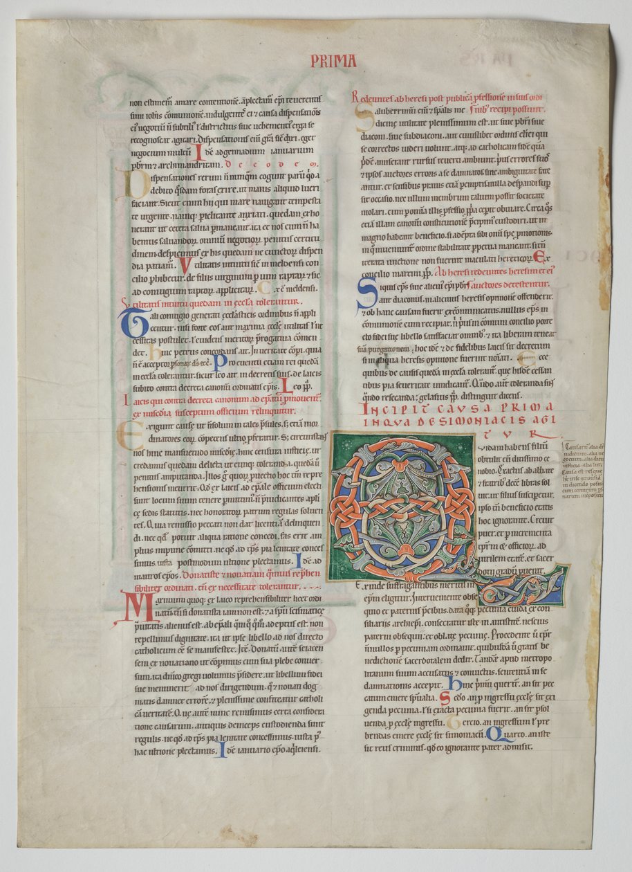 Single Leaf from a Decretum av Gratian: Dekorerad initial Q av Unknown artist