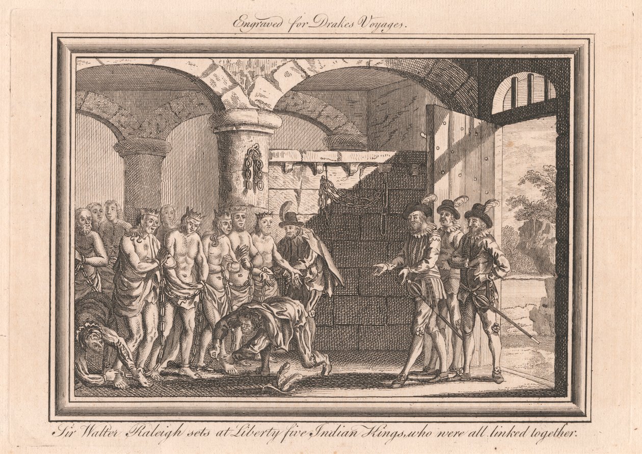 Sir Walter Raleigh spelar på Liberty Five Indian Kings, som alla var sammanlänkade av Unknown artist