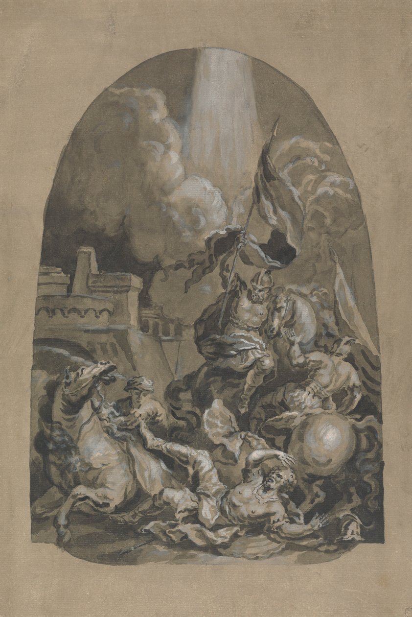 Skiss till oljemålningen "The Conversion of St. Paul" av Unknown artist