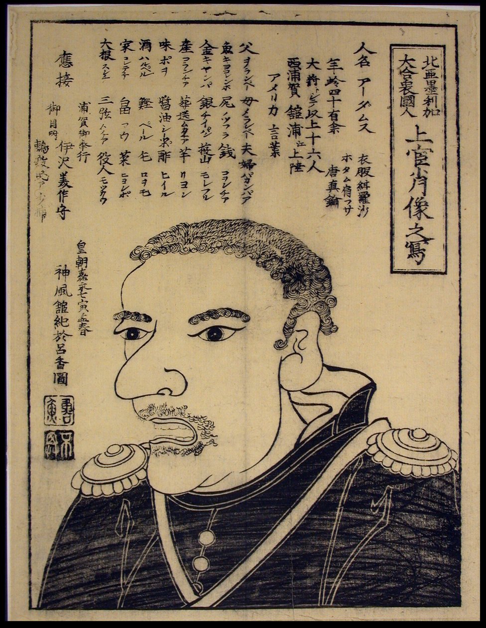 Skiss till porträtt av en högt uppsatt officer från Amerikas förenta stater (Kita Amerika dai gasshukokujin, Jokan shozo no utsushi av Unknown artist