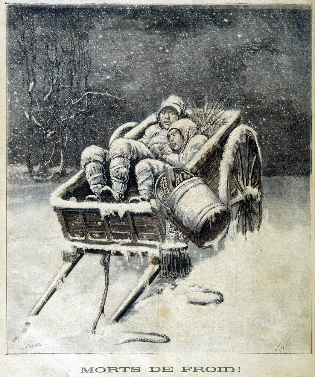 Liten skorstensskorsten i närheten av Fougères Dead from Frost - i "" Le Petit Journal"" av Unknown artist