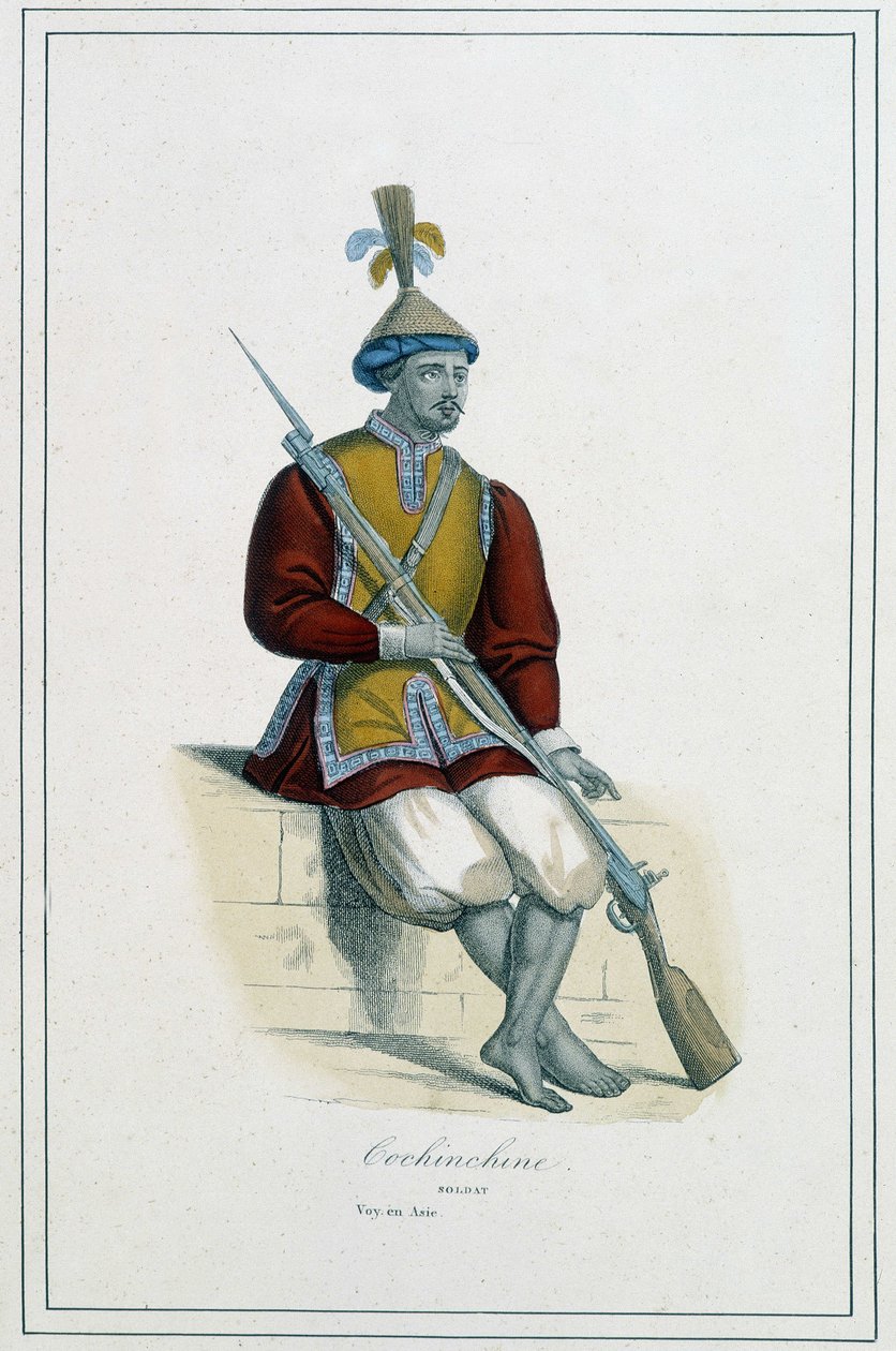 Soldat of cochinchinean armor - i "The different peoples of the earth"" av abbot Paul Jonhanneaud, Librairie des Bons livres av Unknown artist