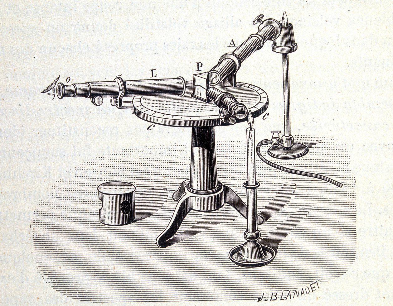 Spectroscope Bunsen and Kirchoff - i "" Physique populaire "" av Emile Desbeaux, Flammarion av Unknown artist