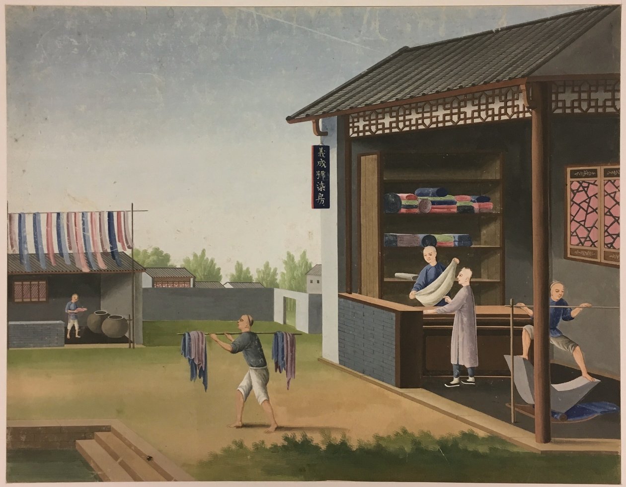 Spinning av tyg, beredning av teblad, beredning av silke av Unknown artist