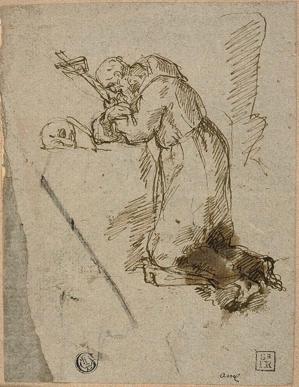 St Francis av Assisi i bön av Unknown artist