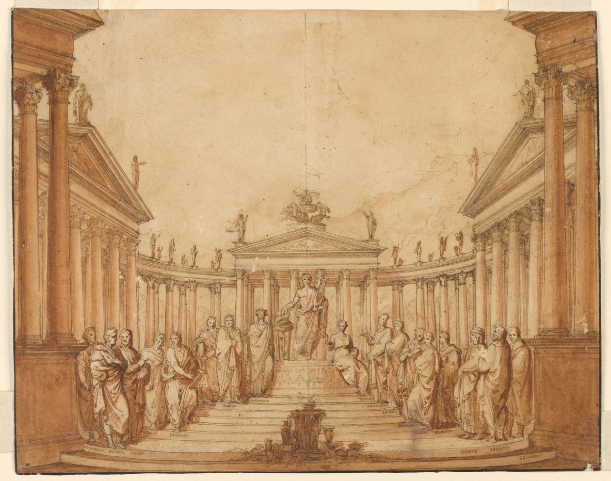 Scenografi, Apollo med kända män och muser av Unknown artist