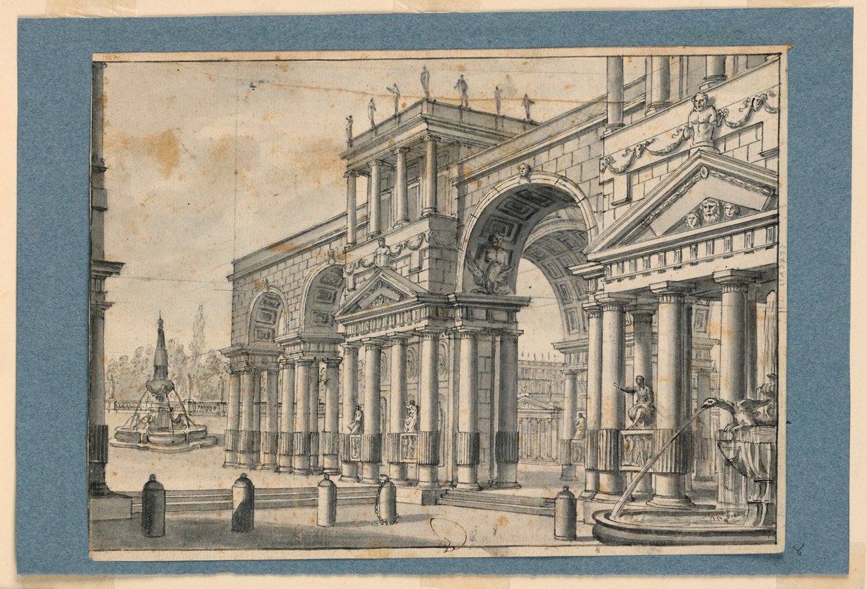 Scenografi, Colonnade och fontäner av Unknown artist