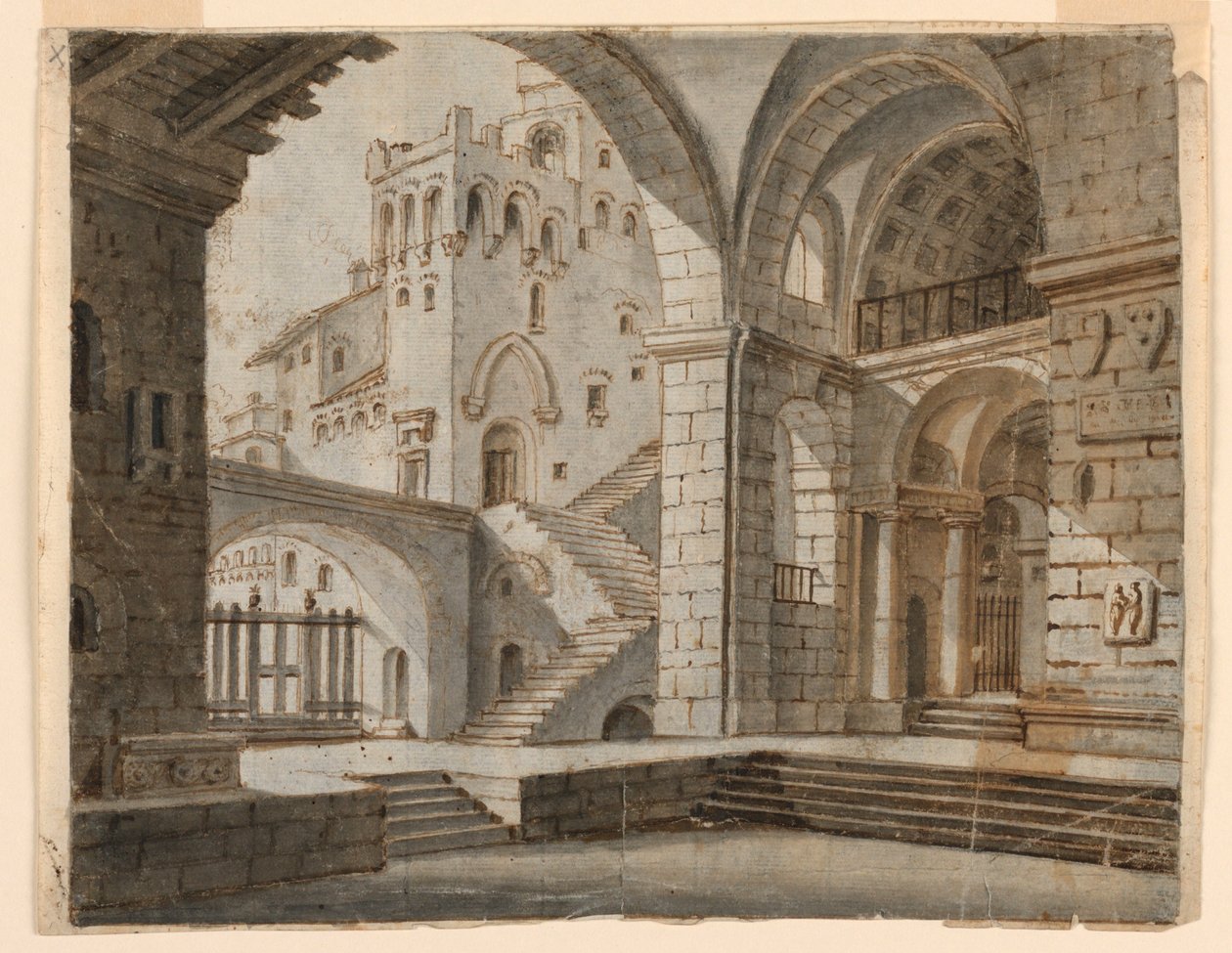 Scenografi: Court i Gothic Castle av Unknown artist