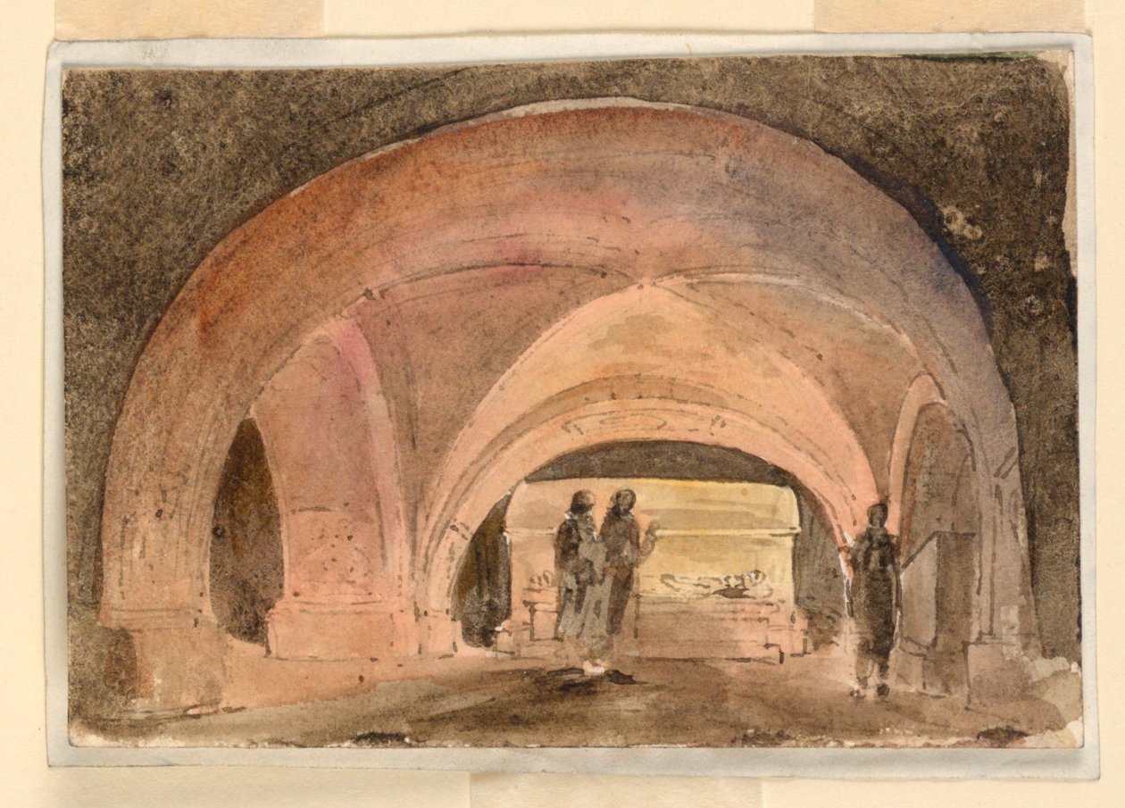 Scenografi, krypta med sarkofag av Unknown artist