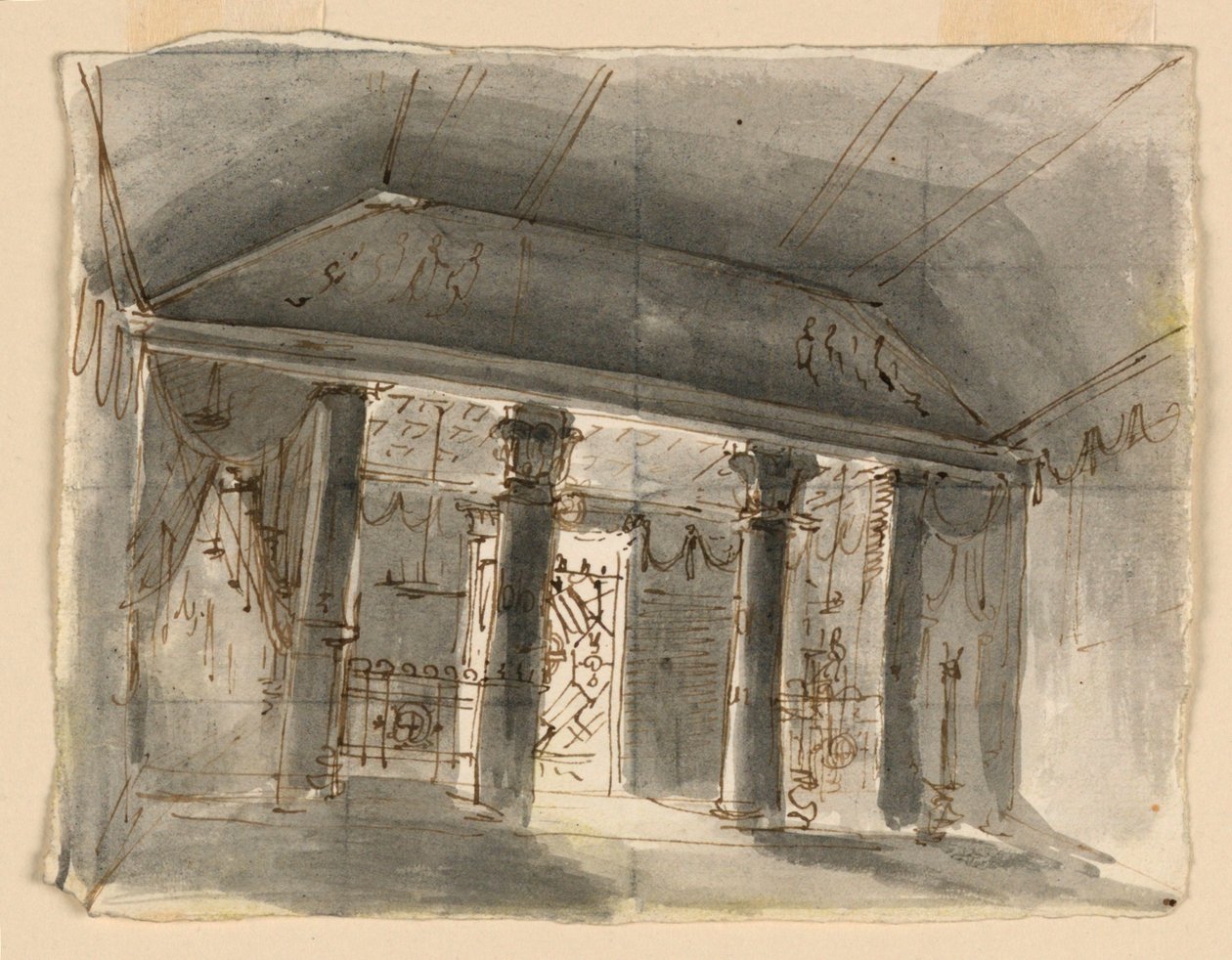 Scenografi, interiör av kapell av Unknown artist