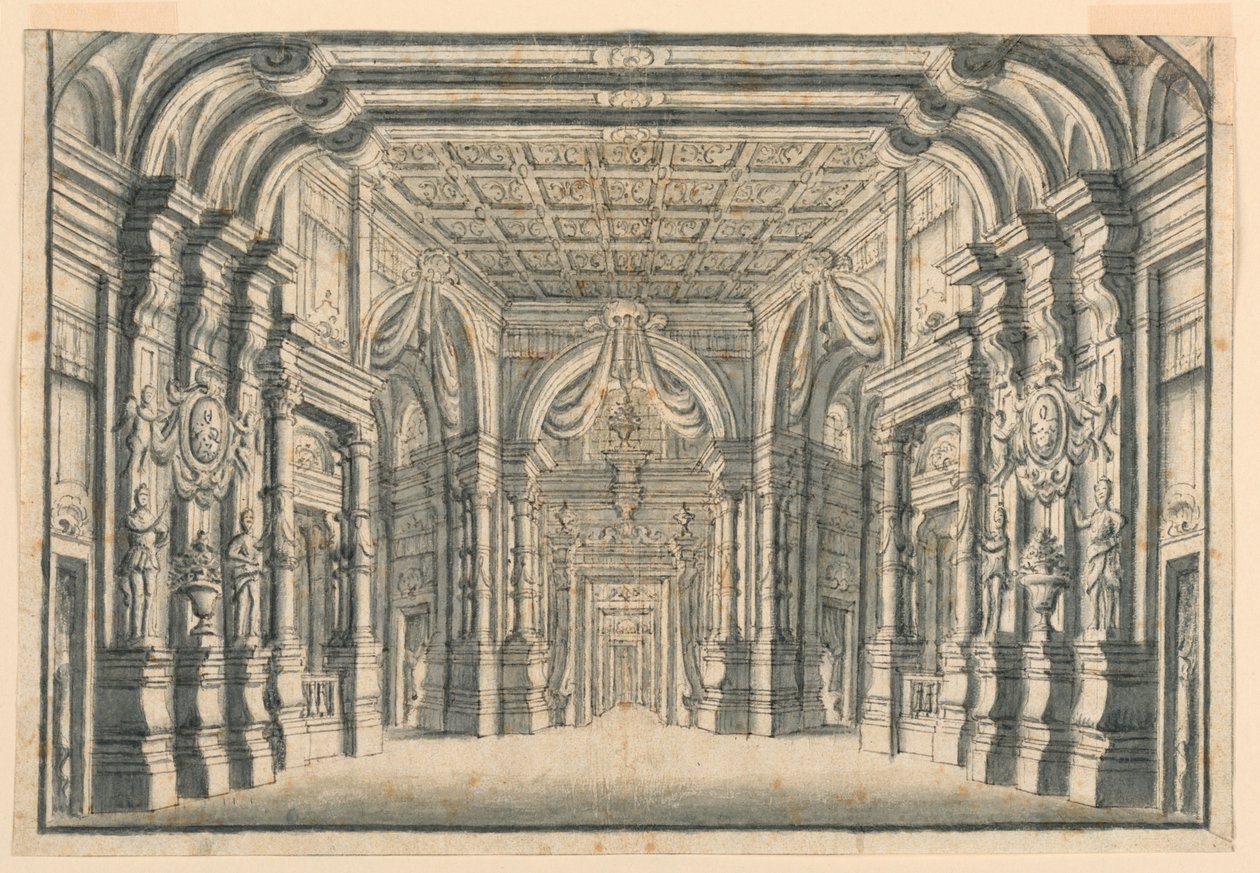 Scendesign: Interiör av slottssalar av Unknown artist