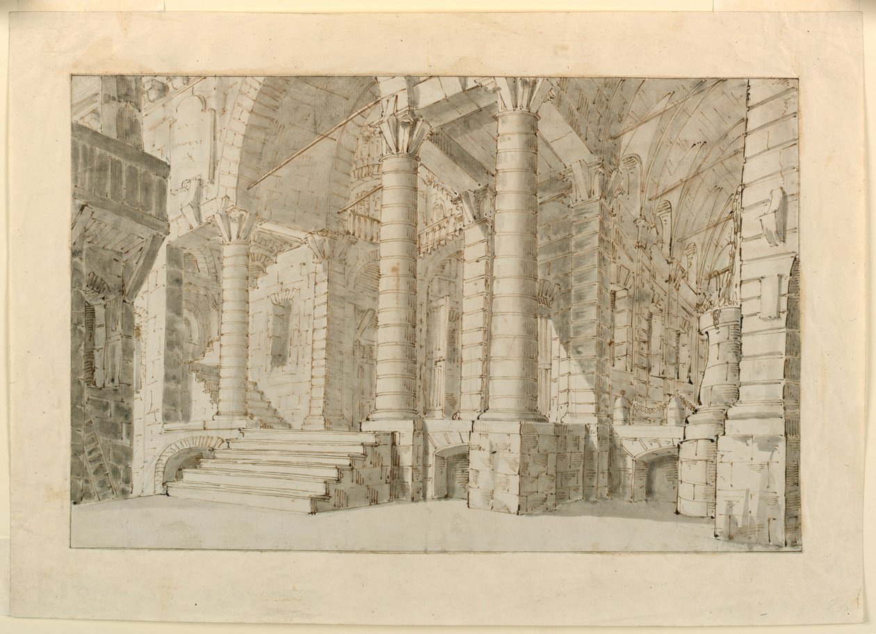 Scenografi, interiör av fängelse av Unknown artist