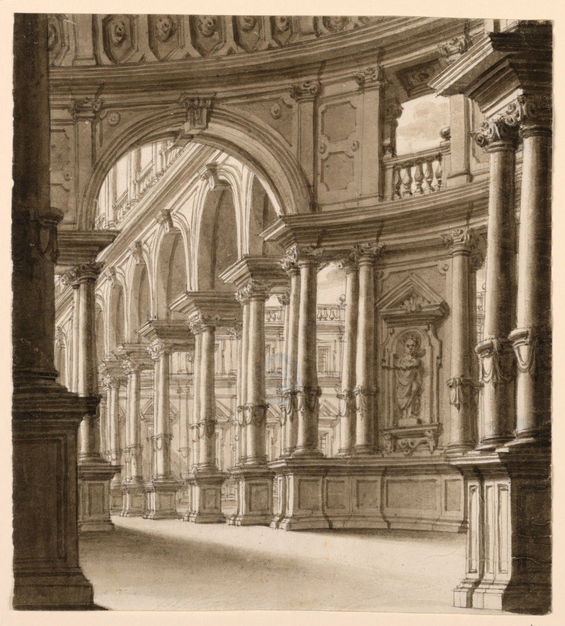 Scendesign, interiör av renässansportik av Unknown artist
