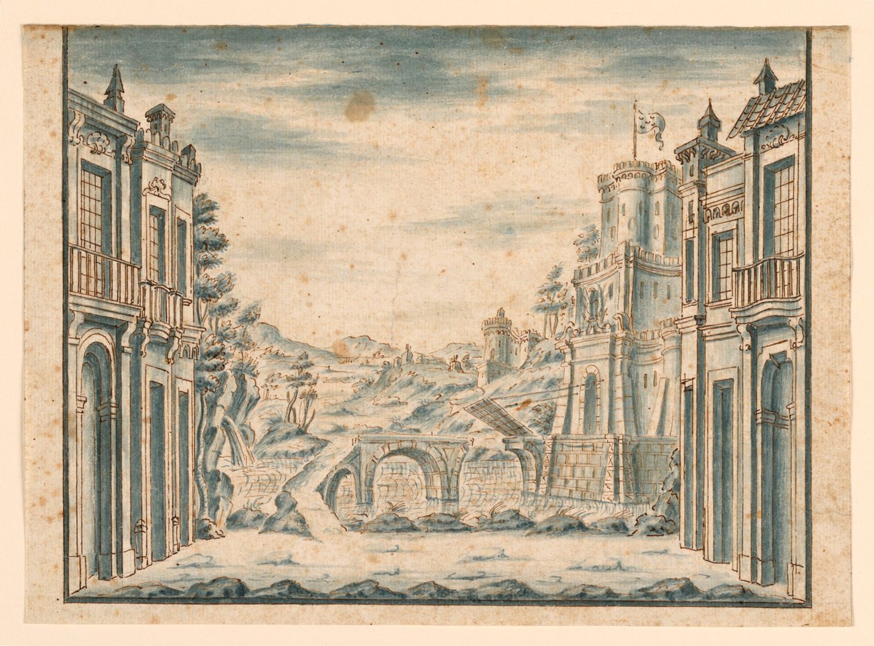 Scenografi, utsikt över staden av Unknown artist