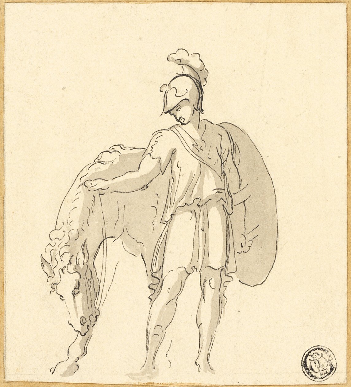 Stående krigare och häst av Unknown artist