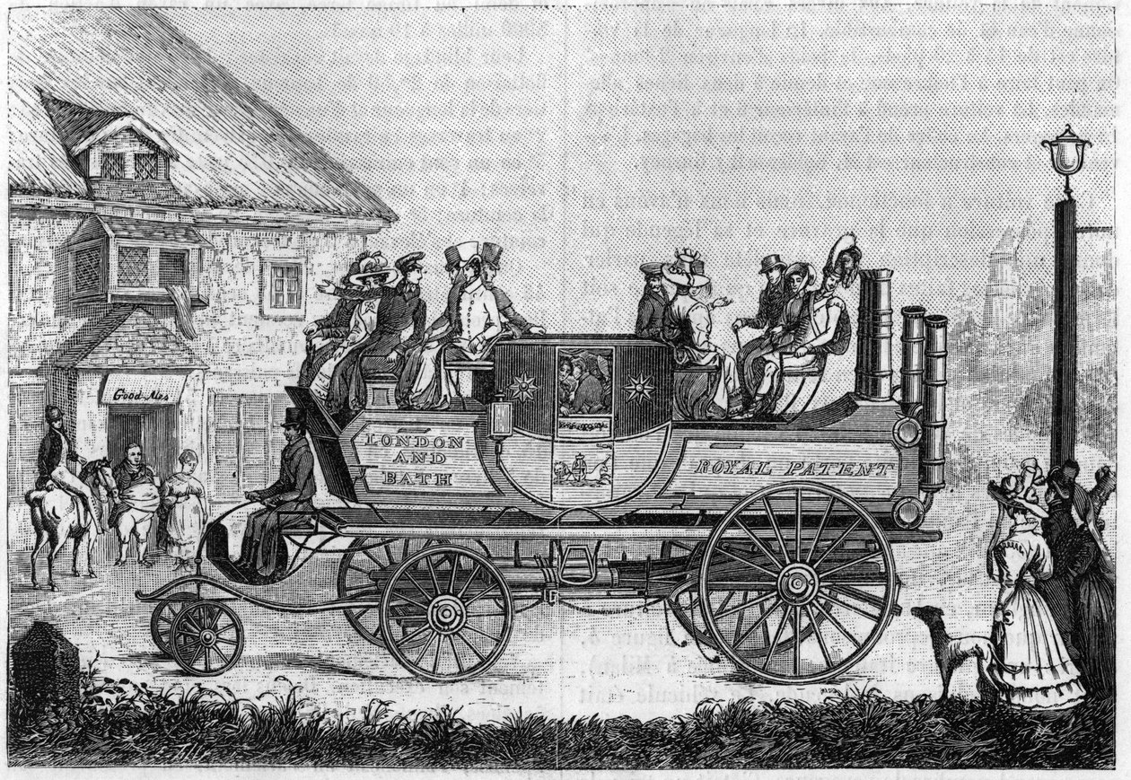 Ångbil från Gurney (Gurney Goldsworthy) experimenterade i London 1827. av Unknown artist