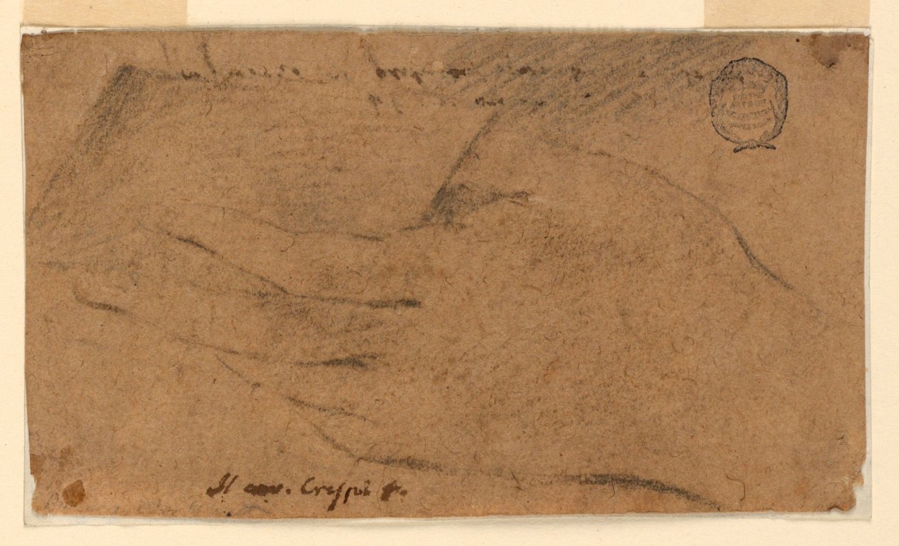 Studie: Vänsterhanden på en kvinna som håller ett pappersark av Unknown artist