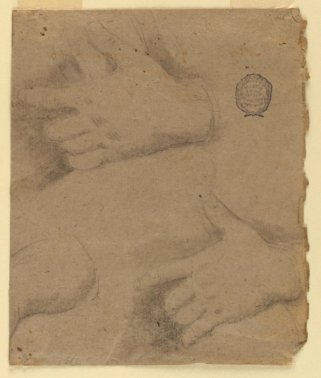 Studie: Tre vänsterhänder av Unknown artist