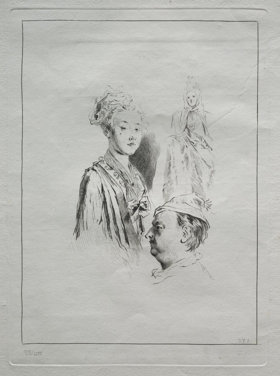 Studie av huvuden av Unknown artist