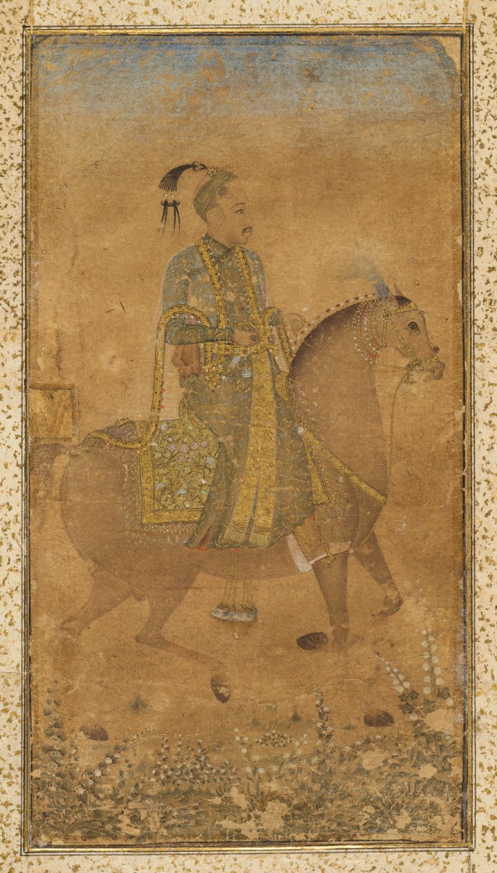 Sultan Abdullah Qutb Shah (1614-74) till häst av Unknown artist