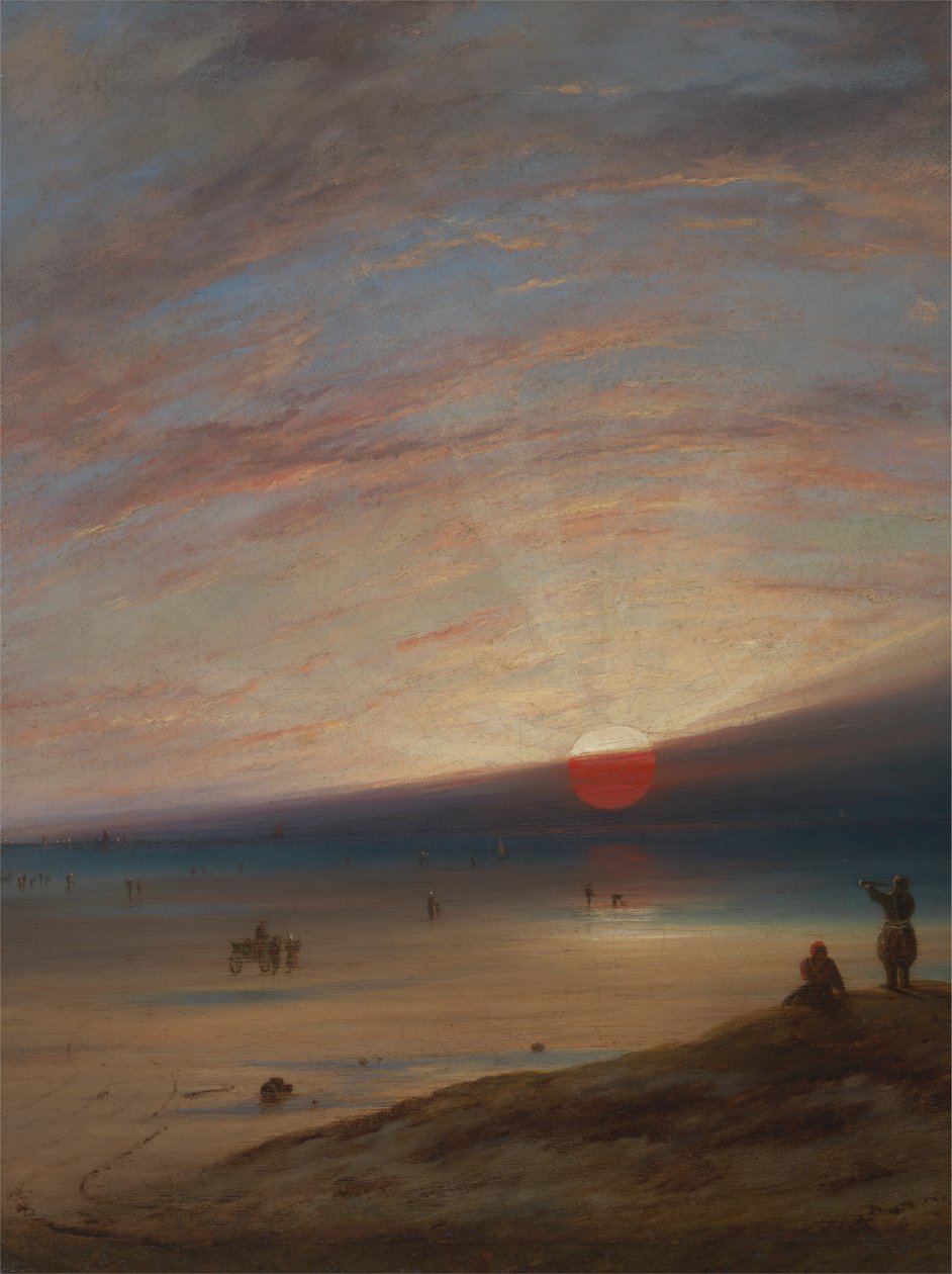 Solnedgång på stranden vid Sark av Unknown artist