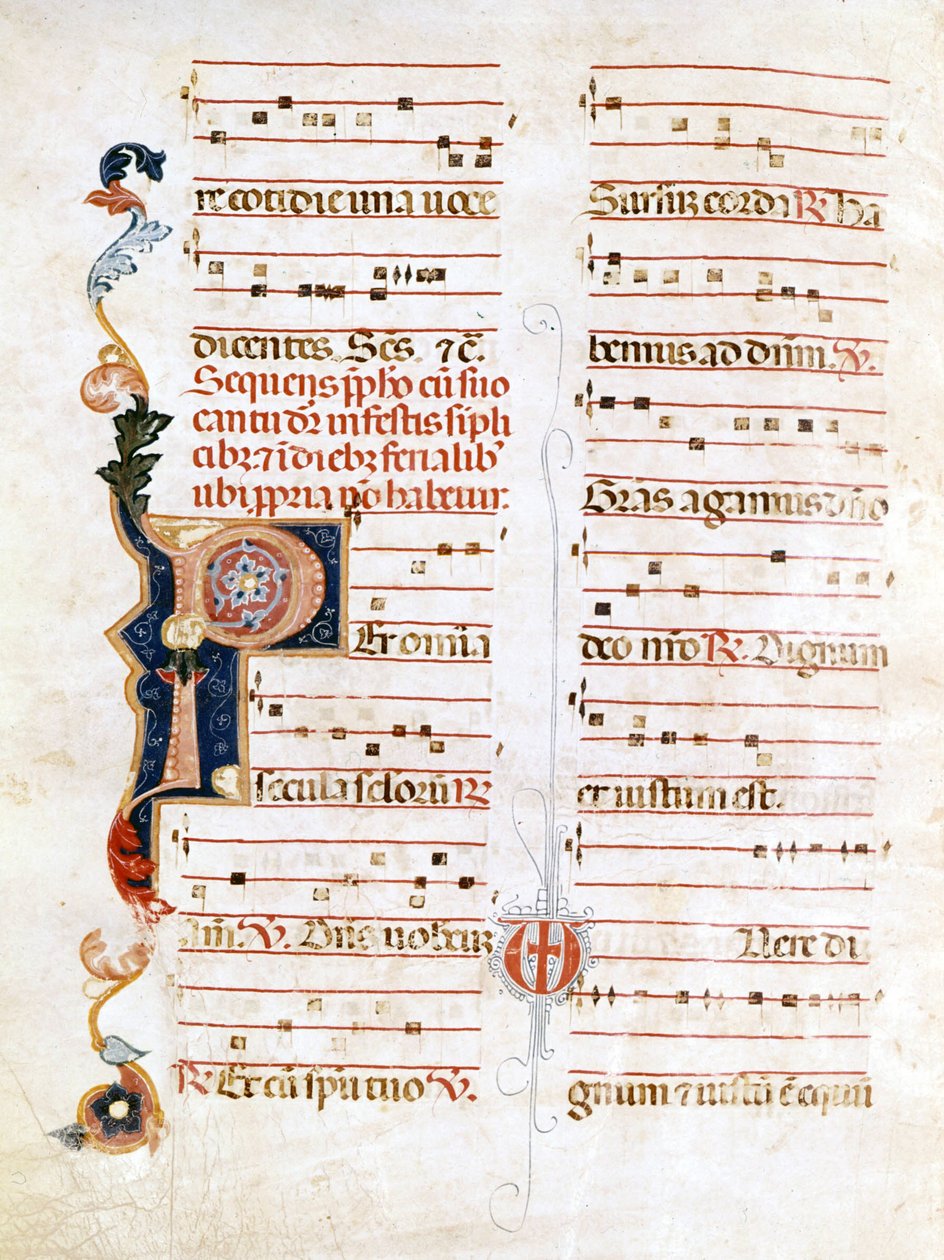 Sursum Corda, exempel på 1300-talets notation ("P"). av Unknown artist