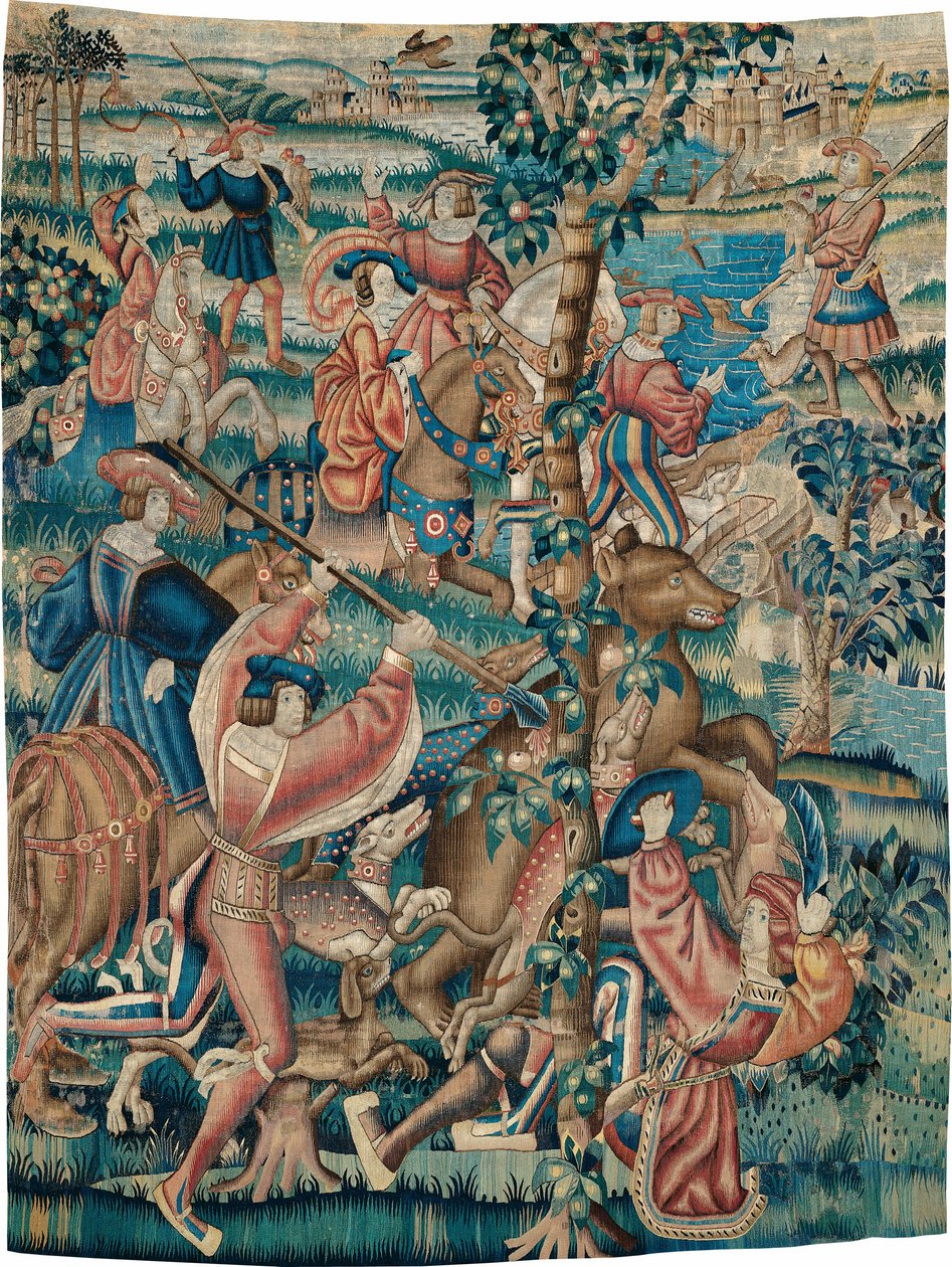 Tapestry (Björnjakt och falkjakt från en jaktserie) av Unknown artist