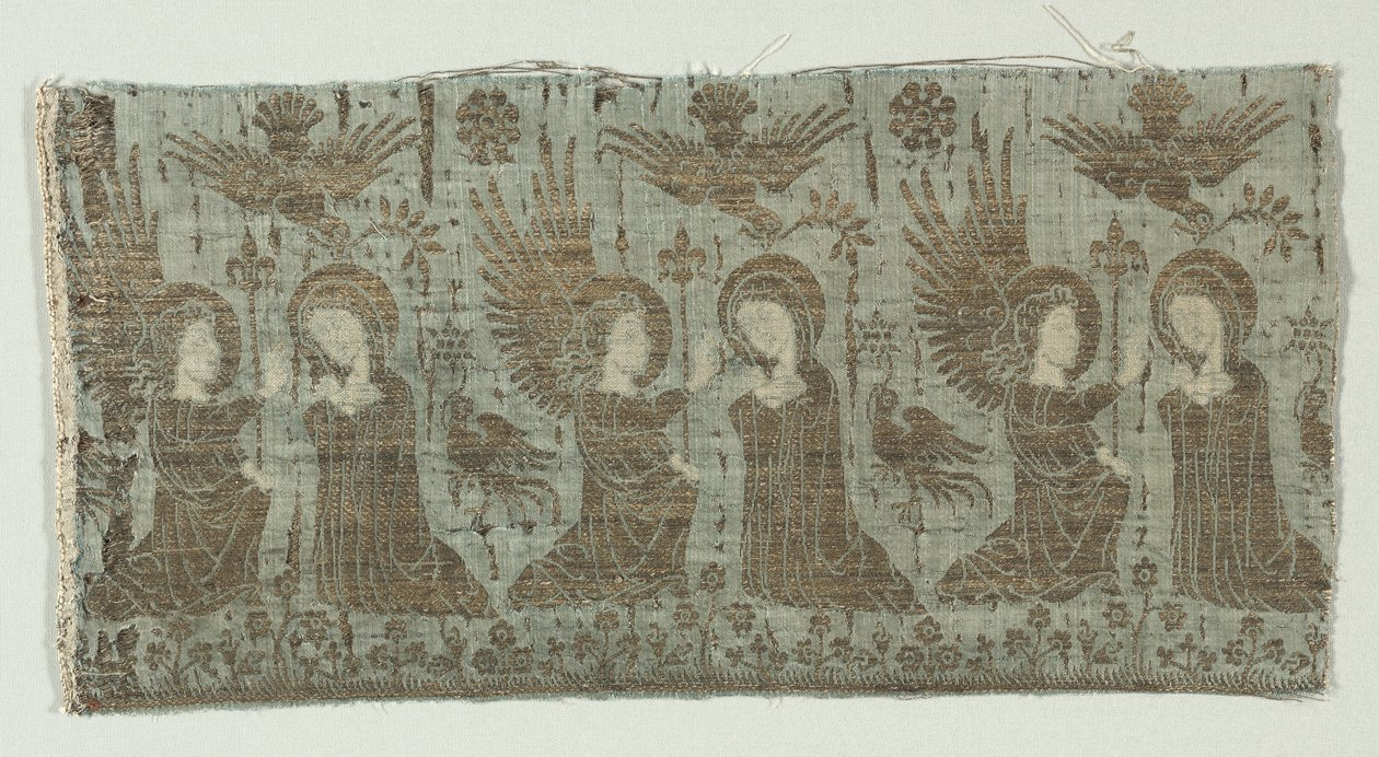 Textilfragment med bebådelsen av Unknown artist